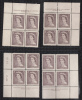 Canada 1953 Mint No Hinge (see Desc), Corners Plate #2,4,1,5,1 Sc# 325-329 - Ungebraucht