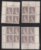 Canada 1953 Mint No Hinge (see Desc), Corners Plate #2,4,1,5,1 Sc# 325-329 - Nuevos