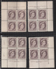 Canada 1954 Mint No Hinge (see Desc), Corners Plate #1,2,2,6,2,2,2 Sc# 337-343 - Unused Stamps