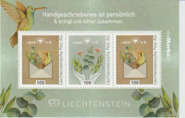 Liechtenstein Block 2020 COVID-19 I Denk A Di - Flowers - Letter - Hummingbird ** - Ongebruikt