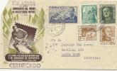 ROLLER  PATINES  HOCKEY  REGISTRED FDC VII  WORLD CUP 1951 USED COVER TO BOLIVIA CANCELATION IN THE BACK - Hockey (Veld)