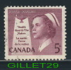 CANADA STAMP - FOUNDING OF QUEBEC - NURSE - SCOTT No 380, 0,05ç, 1958 - USED - - Gebraucht