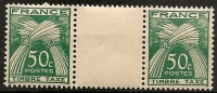 FRANCE - Timbres Taxe N°80 Neufs Sans Charnière En Paire Avec Inter Panneau - 1859-1955 Nuovi
