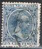 Sello 25 Cts Azul Alfonso XIII Pelon,  Num 221 º - Usados