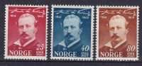 Norway 1949 Mi. 340-42 Alexander Lange Kielland Complete Set MH* - Ongebruikt