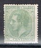Sello 5 Cts Verde  Alfonso XII 1879,  Num 201 * - Ongebruikt