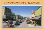 Junction City KS Kansas, Main Street Scene, Autos, C1980s/90s Vintage Postcard - Other & Unclassified