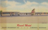 Liberal KS Kansas, Ranch Motel, Lodging, C1950s Vintage Curteich Linen Postcard - Autres & Non Classés