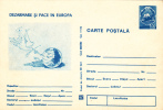 PIGEON, DISARMAMENT AND PIECE IN EUROPE, 1982, CARD STATIONERY, ENTIER POSTAL, UNUSED, ROMANIA - Pigeons & Columbiformes