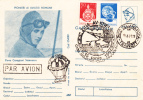 SKYDIVING, ELENA CARAGIANI STOENESCU, AVIATION PIONEER, 1989, CARD STATIONERY, ENTIER POSTAL, OBLITERATION CONC, ROMANIA - Fallschirmspringen