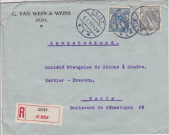 NEDERLAND - 1917 - ENVELOPPE COMMERCIALE RECOMMANDEE De ZEIST Pour PARIS - Cartas & Documentos