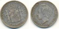 SPAIN , 5 PESETAS 1892 PG.M - Andere & Zonder Classificatie