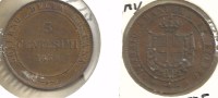 ITALY TUSCANY 5 CENTESIMI INSCRIPTIONS FRONT SHIELD BACK 1859 EF KM? READ DESCRIPTION CAREFULLY!! - Sammlungen