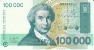 Croatia #27 100,000 Dinara 1993 Banknote Paper Money, R. Boskovic - Croacia