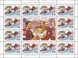 Russia 2008 Sheet World Hockey Champion Sports Ice Hockey Player And Cup Flags Flag People Stamps MNH Michel KLB1517 - Feuilles Complètes