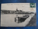 CPA..PONT SUR YONNE..VUE D ENSEMBLE..LE PORT ET LE MONT NATIONAL..PENICHE..RECTO VERSO.. - Pont Sur Yonne