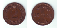 Germany 2 Reichspfennig 1925 A - 2 Rentenpfennig & 2 Reichspfennig