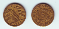 Germany 5 Reichspfennig 1924 E - 5 Renten- & 5 Reichspfennig