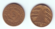Germany 5 Rentenpfennig 1924 G - 5 Renten- & 5 Reichspfennig