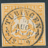 GERMAN STATES WUERTEMBERG 1859 3 KR ORANGE SC# 15 SUPERBE USED - Oblitérés