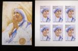 Soeur Théresa  Prix Nobel De La Paix  FT 6 Timbres Et Bloc NON DENTELES  IMPERFORATE - Neufs