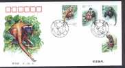 CHINE 2002/27FDC Singes - 2000-2009