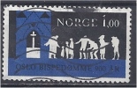 NORWAY 1971 900th Anniv Of Oslo Bishopric Black And Blue - 1k FU - Gebruikt