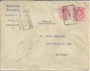 SABADELL BARCELONA CC CERTIFICADA A FRANCIA SELLOS ALFONSO XIII MEDALLON 40 CTS X 2 REMITIDA POR UN DENTISTA AL DORSO MA - Storia Postale