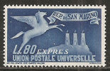 S. Marino 1950 - N. 22 - Pegaso £ 80 Azzurro - MNH** - Sellos De Urgencia