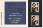 1981 - The Royal Wedding - Marriage - Charles & Diana / Mariage Princier - Presentation Packs