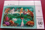 ==UNO Genf  4BLOCK 1991  194-197  ** MNH   Michel € 9,00  Birds Flora Fauna - Hojas Y Bloques