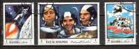 Timbre Emirats (Ras Al-Khaima) 1972 Y&T N°PA64 Oblitéré. Les 3 Timbres Du Triptyque Apollo 13 - Ras Al-Khaimah
