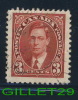 CANADA STAMP - KING GEORGE VI MUFTI ISSUE - SCOTT No 233, 0,03ç, 1937, CARMINE - USED - - Gebruikt