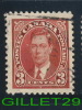 CANADA STAMP - KING GEORGE VI MUFTI ISSUE - SCOTT No 233, 0,03ç, 1937, CARMINE - USED - - Gebruikt