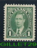 CANADA STAMP - KING GEORGE VI MUFTI ISSUE - SCOTT No 231, 0,01ç, 1937, GREEN - USED - - Gebruikt