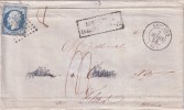 VAUCLUSE-AVIGNON 2 MARS 1855  - N°14 OBLI.PC209 - TAXE 4 MANUSCRITE ET GRIFFE AFFRANCHISSEMENT INSUFFISANT. - 1859-1959 Cartas & Documentos