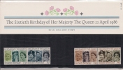 1986 - The Sixtieth Birthday Of Her Majesty The Queen 21 April 1986 - Presentation Packs