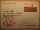 POLAND Warszawa 1985 Badmington Tennis Tenis Switzerland Cup Postal Stationery Card - Badminton