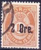 Norway 1888 Mi. 39 12 Ore Braun Mit Aufdruk 2 Ore Michel 48 - Used Stamps