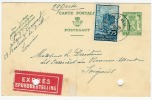 LEUVEN 1935 EXPRES Naar Soignies Bijfrankering Op Postwaarde   / Klasseergaatjes Cfr Scan - Storia Postale