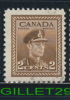 CANADA STAMP - KING GEORGE VI WAR ISSUE - SCOTT No 250, 0,02ç, DBROWN, 1942 - USED - - Gebruikt