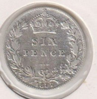 @Y@   Groot Britannie  Six Pence 1897   (1175)  Zilver / Ag / Prata   KM 779 - H. 6 Pence