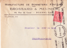 Semeuse N°199 Sur Lettre Des Ets Brossard & Meunier à Roanne   Pour Chalon-sur-Saône - Lettres & Documents