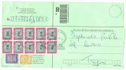 Italia Storia Postale Poste Italiane Avviso Di Ricevimento Racc. Affranc. Segnatasse 10 X £.900 + £. 500 + £ 100 - Impuestos