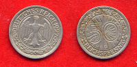 ALLEMAGNE - GERMANY - DEUTSCHLAND - 50 REICHSPFENNIG 1927 G - 50 Renten- & 50 Reichspfennig