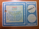 France Paris 71 UPU Union Postale Universelle COUPON-REPONSE INTERNATIONAL C22 C 22 - Cupón-respuesta