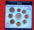 SAINT MARIN - SAN MARINO  -  SERIE COMPLETE  2004 + 5 EUROS ARGENT -  RARE - Saint-Marin