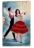 B58739 Superb Dance Et Costumes Andaluces Embosed Silk Card 2 Scans Not Used Perfect Shape - Dans