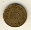 SAARLAND  -  SARRE  -  10  FRANKEN  1954  -  N1 - 10 Francos