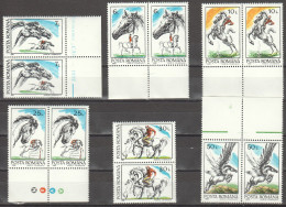 Rumänien; 1992; Michel 4784/9 **; Pferde, Doppelt; Rand - Neufs